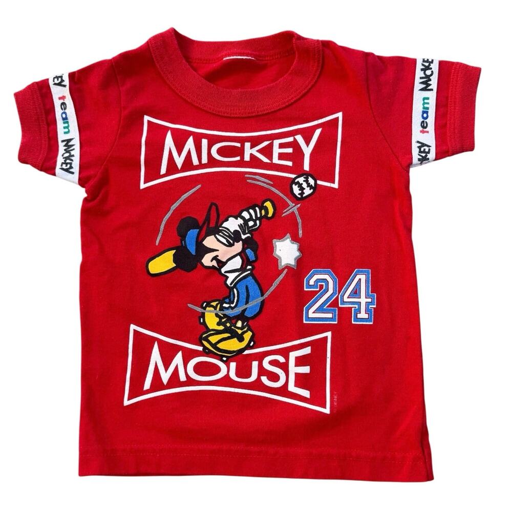Vtg 1990s Disney Mickey Mouse Team Mickey Baseball Shirt